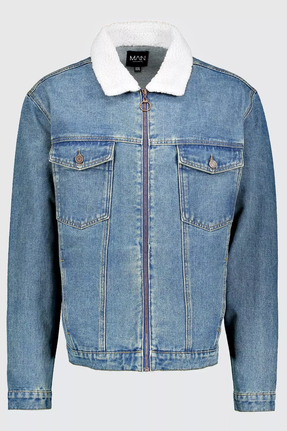 Plus size clearance borg denim jacket